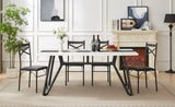 70.9"Rectangular Large Table, Marble Grain Waterproof Large Desk for 8 People, Deluxe Family 49672511