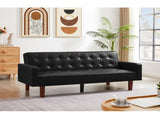 Black Convertible Double Folding Room Sofa Bed, PU Leather, Tufted Buttons, Suitable for 97825531