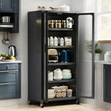 65" Kitchen Pantry Storage Cabinet, 6 Tier Metal Display Storage Cabinet with Transparent Door, W3204P300623