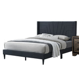 Charcoal Color 1pc Queen Size Bed Burlap Fabric Headboard Upholstered Bedroom Furniture Platform B011P145822