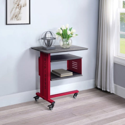 ZUN Red Accent Table and Wall Shelf Set B062P186442