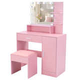 Pink Textured Particle Board with Melamine Coating Vanity Set with 1 Drawer, 1 Door, and 3 Shelf 48357904