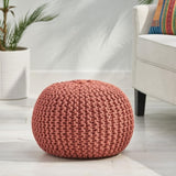 Poona Handcrafted Modern Cotton Pouf, Coral 60480.00CRL-CN