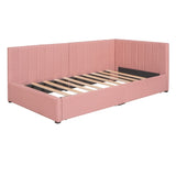 Upholstered Daybed with 2 Storage Drawers Twin Size Sofa Bed Frame No Box Spring Needed, Linen WF299017AAH
