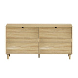 ZUN 59" Rattan Dresser with Drawers, 6 Drawer Dresser for Bedroom, Clothes Storage Cabinet for Bedroom, W757P209511