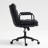 ZUN Office Chair,Mid Back Home Office Desk Task Chair with Wheels and Arms Ergonomic PU Leather Computer W1143133924