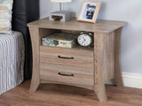 Nightstand with Top Open Compartment and 2 Drawers in Rustic Natural Finish B016P253792