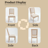 French Country Dining Chairs Set of 2, Upholstered Chairs with Square Back, Wire drawing and carving W3426P324534