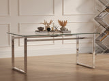 51" Modern Minimalist Rectangular Glass Dining Table for 4-6 with 0.31" Tempered Glass Tabletop and W3732P369039