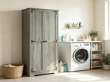 Distressed Gray 67" Tall Farmhouse Food Pantry Freestanding Cabinet with Multi-Level Adjustable 31486998