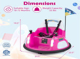 Pink 5-Point Seat Belt Kids Bumper Car with Flashing Lights & Music, Safe 0.7-1.2 MPH Ride-On Toy 06118323