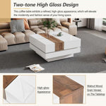 ZUN ON-TREND 31.4'' x 31.4'' Square Coffee Table with Sliding Tabletop, High Gloss Center Table with N721P180696K