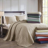 3 Piece Reversible Bedspread Set Balsam Green King B035P266674