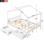 ZUN Full Size House Platform Bed with Two Drawers,Headboard and Footboard,Roof Design,White 45714852