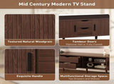 70 Inch Mid Century Modern TV Stand, TV Stand for 80 Inch TV, TV Stand with Tambour Doors, Drawers 26993441