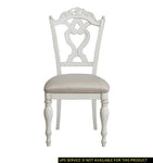 ZUN Victorian Style Antique White Desk Chair 1pc Upholstered Cushioned Seat Traditional Craving Wooden B011P151480