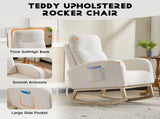 Modern Accent Rocking Chair Rocking Chair with Solid Wood Legs, Upholstered Nursery Glider Rocker, 83695251