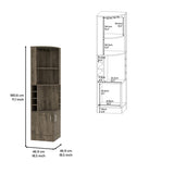 Syrah Corner Bar Cabinet, Eight Bottle Cubbies, Double Door, Two Open Shelves -Dark Brown B07091985