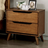 Mid-Century Modern Oak Color 1pc Nightstand Bedroom Furniture Solid wood Round Tapered Legs B011P236773