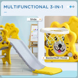 ZUN Yellow Toddler Slide for Indoors with Basketball Hoop 04628273