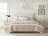 6 Piece Cotton Percale Quilt Set with Throw Pillows Blush King/Cal King B035129024