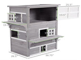 Wooden Outdoor Cat House, 3-Tier Multi-Level Layout with 5 Convenient Access Doors 50466086