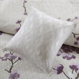 8 Piece Cotton Comforter Set Purple/Taupe Queen B03596977