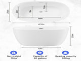 47'' Acrylic Freestanding-Acrylic Soaking Tubs, White, Oval Shape Freestanding W1675P189559