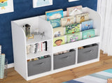 Kids Bookcase and Bookshelf, Multifunctional Bookcase with 3 Collapsible Fabric Drawers, Bookcase 45889754