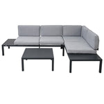 ZUN TOPMAX Outdoor 3-piece Aluminum Alloy Sectional Sofa Set with End Table and Coffee Table,Black WF285249AAE