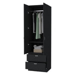 ZUN Tall Mayer Wardrobe in Melamine with Two Doors and Two Drawers B128P203059