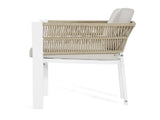 Outdoor Dining Chair Set of 2 ,White Aluminum Frame with Beige Cushion, 300lbs Capacity, All-Weather N779P368549W