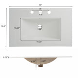 36" Bathroom Vanity with Ceramic Sink, Bathroom Vanity with Tip-Out Tray and 2 Full-Extension N817P288908B