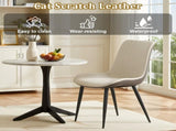 Khaki Grey PU Leather Dining Chair with Metal Legs, Wave Pattern Upholstered Armless Chair Set of T3967P409194