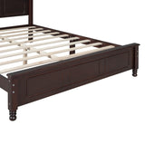 Queen Size Wood Platform Bed Frame,Retro Style Platform Bed with Wooden Slat Support,Dark Walnut WF308185AAD