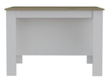 Kitchen Island, Kitchen Table 35" H, Three Open Storage Shelves, Four Legs, White/Light Oak B097132889