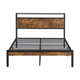 ZUN Queen Size Metal Platform Bed Frame with Wooden Headboard and Footboard with USB LINER, No Box 82257174
