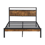 ZUN Full Size Metal Platform Bed Frame with Wooden Headboard and Footboard with USB LINER, No Box Spring W31183489