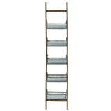 Farmhouse Foldable Reed Galvanized and Wood Ladder Planter 14.2" x 7.5" x 70.9" W2078P322239