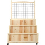 3-Tiers Raised Garden Bed with Trellis, 53" H Vertical Planter Box with Wheels & Back Storage Area, 60947076