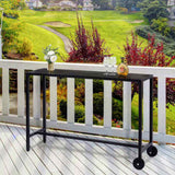 55" Outdoor Bar Table with Wheels, Rectangle Narrow Counter Height Table, Ideal Bar Height Table for 08317039