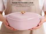Enameled cast iron heart-shaped cooking pot, 24 cm inner diameter, 4 QT, gold heartshaped handle, 47502047