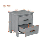 ZUN Vintage Two Drawer Wooden Nightstand, Simple and Generous, Large Storage Space,Light Gray 84200860
