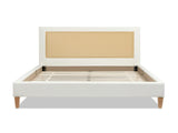 Haley Upholstered Cane-Back Platform Bed, Queen, Antique White Polyester B2719P238201