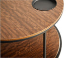 Round coffee table in antique wood color, 34.64-inch living room coffee table, a simple tabletop W1911P371570