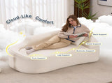 Curved Chaise Lounge Chair Indoor, Modern Chenille Sofa Couch with Deep Seat Sofa Bed with 1 Pillow, W2231P401698