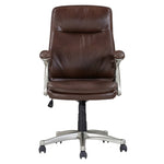 ZUN Mid Back Brown Faux Leather Swivel Office Executive Chair, Ergonomic Conference Desk Chair, B011P213328