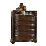 Traditional Style 5-Drawer Chest With Metal Handle Pulls Made with Wood in Dark Walnut 808857853837