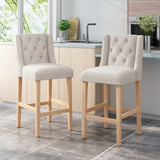 Vienna Contemporary Fabric Tufted Wingback 31 Inch Counter Stools, Set of 2, Light Grey and Natural 64854.00LGRY