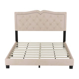 Queen Size Upholstered Bed Frame with Rivet Design, Modern Velvet Platform Bed with Tufted WF316750AAA